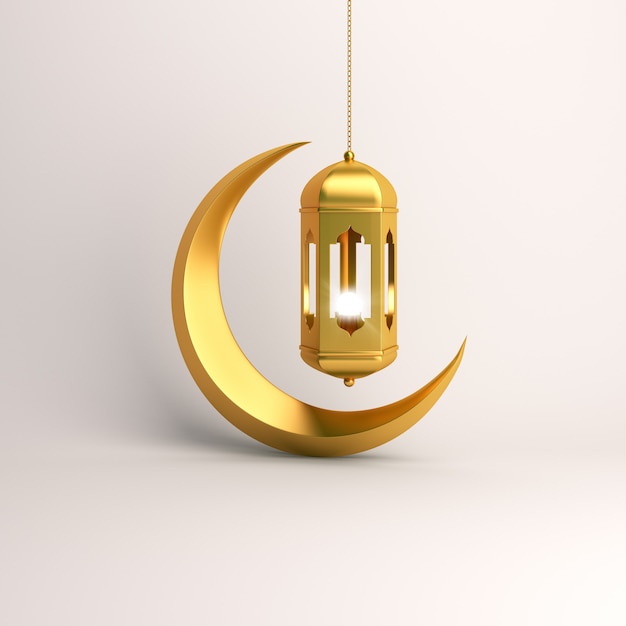 Lanterna e mezzaluna dell'oro del fondo islamico