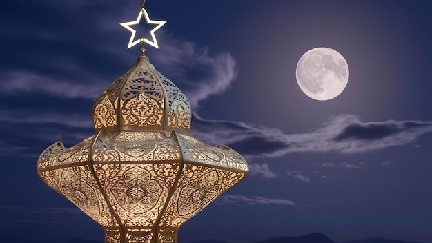 Lanterna e mezzaluna di sfondo islamico