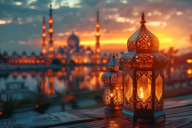 Lanterna islamica e moschea