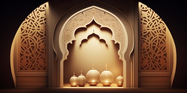 Lanterna ornamentale araba generata da Ai in formato panoramico