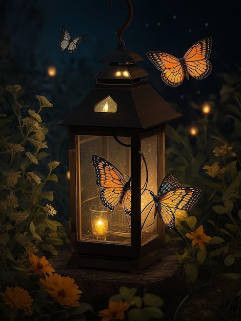 lanterna vintage luminosa di notte