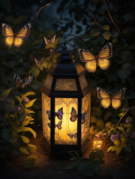 lanterna vintage luminosa di notte