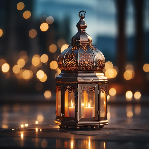 Lanterne appese decorative ramadan kareem felice festa dell'eid lampade sullo sfondo