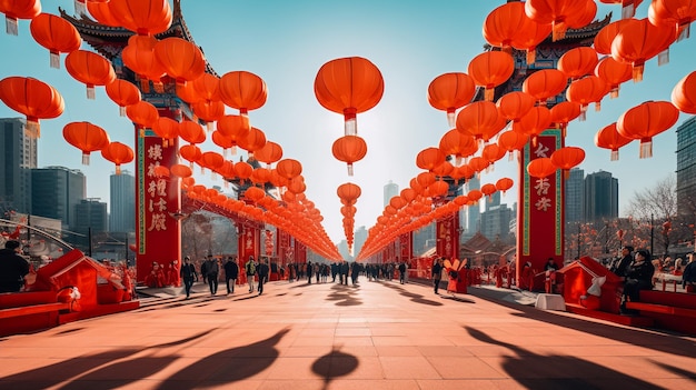 Lanterne cinesi che volano nel cielo notturno Festa delle lanterne al Capodanno cinese