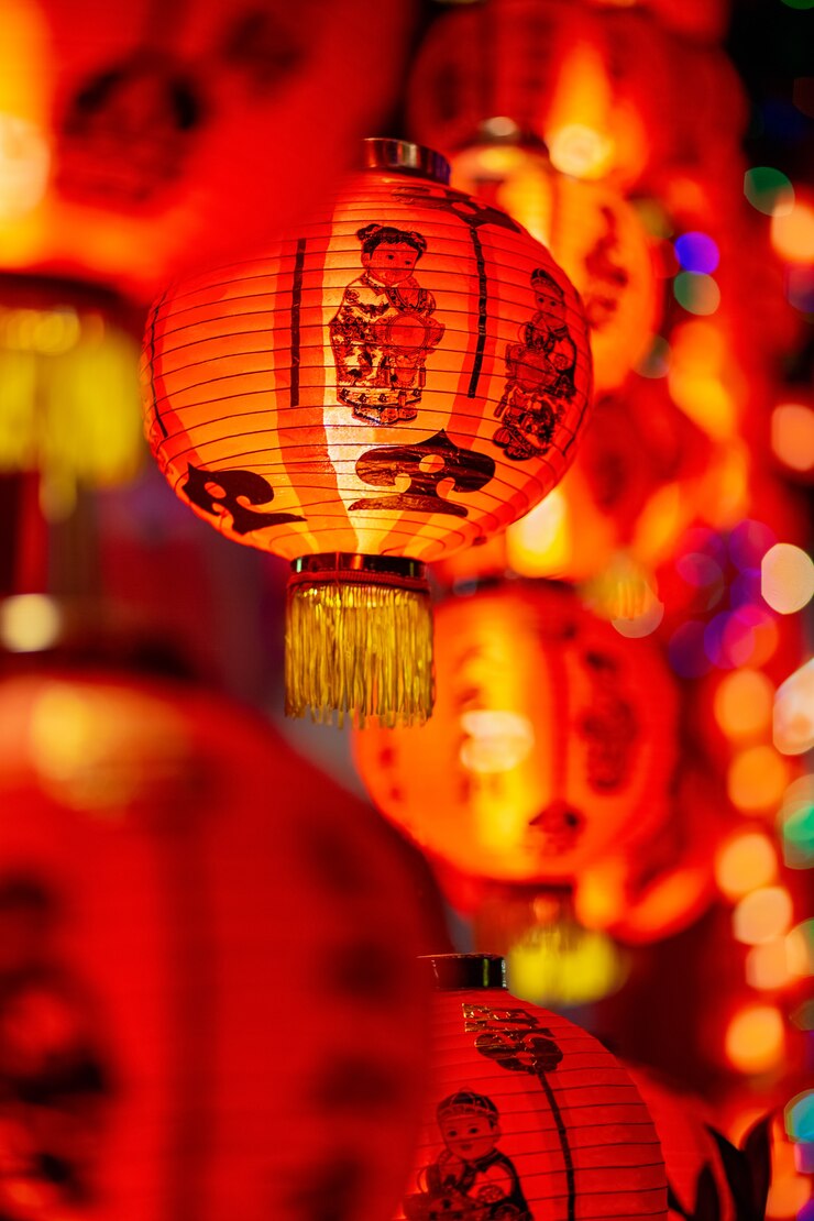 Foto lanterne cinesi di nuovo anno a chinatown