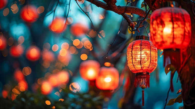 Lanterne cinesi durante la celebrazione del Capodanno cinese generate dall'IA