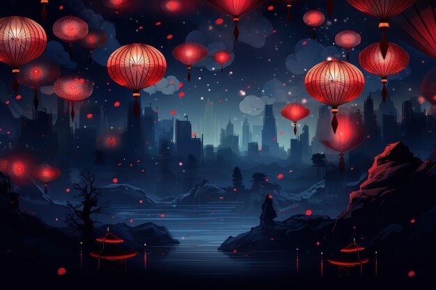 Lanterne di carta tradizionali cinesi sulla strada cinese in Cina che festeggiano il nuovo anno