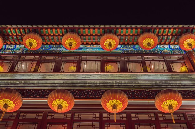 Lanterne rosse cinesi per il capodanno cinese Lanterne cinesi durante il festival del nuovo anno