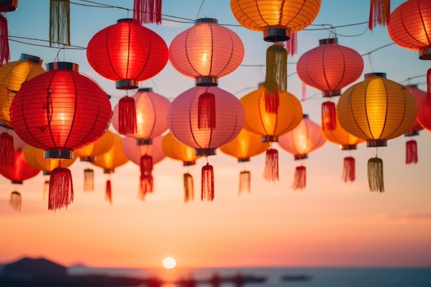Lanterne tradizionali cinesi Generative ai