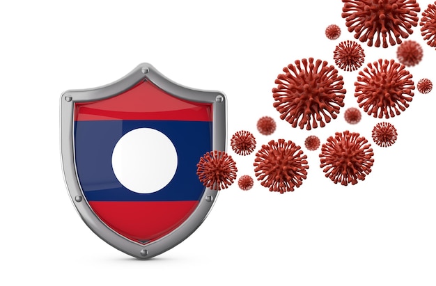 Laos bandiera scudo protezione contro un virus batteri d rendering