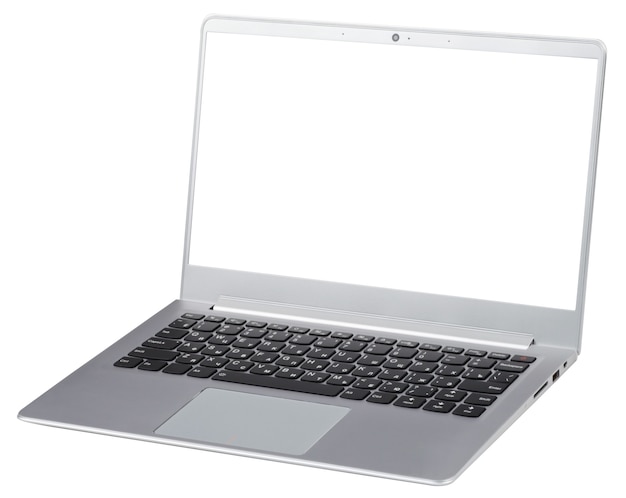 laptop argento su bianco