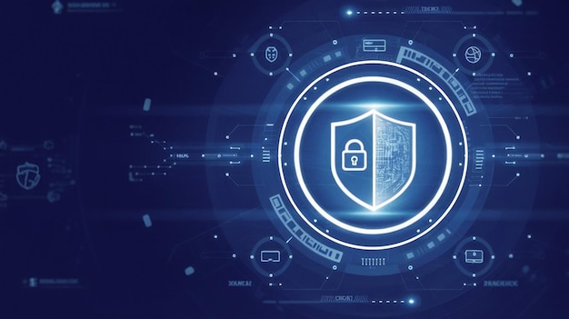 Laptop con lucchetto Password e scansione sbloccare e accedere alla rete di dati aziendali Cloud Biome