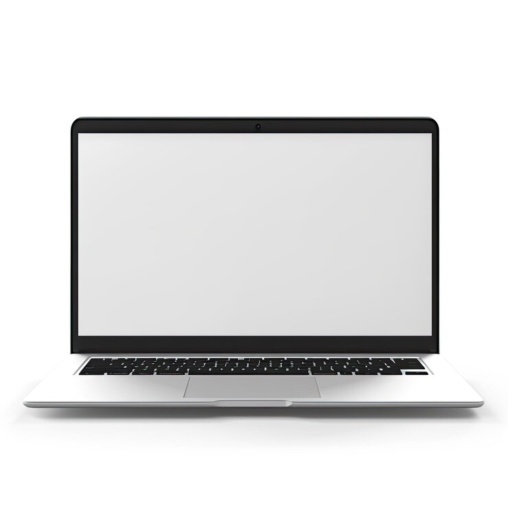 Photo laptop mockup on minimal background