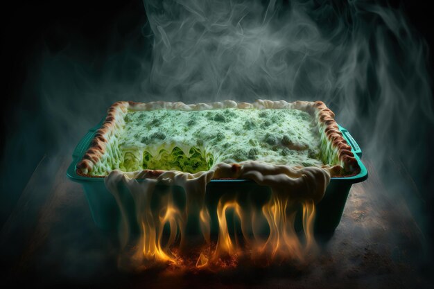 Lasagna verde cotta da zero e cotta al forno con ragù besciamella e parmigiano Cucina italiana foto orizzontale