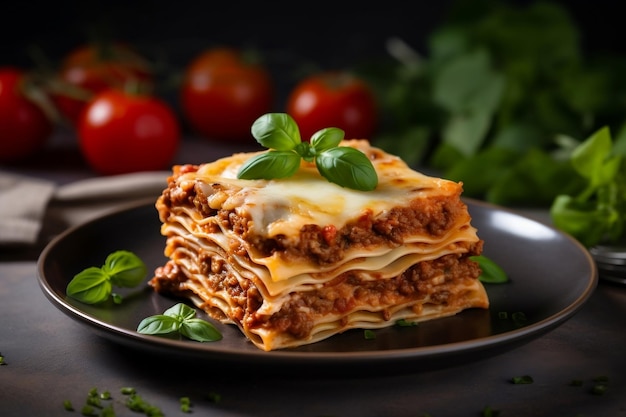 Lasagne al formaggio alla bolognese con salsa di pomodoro Generativa AI