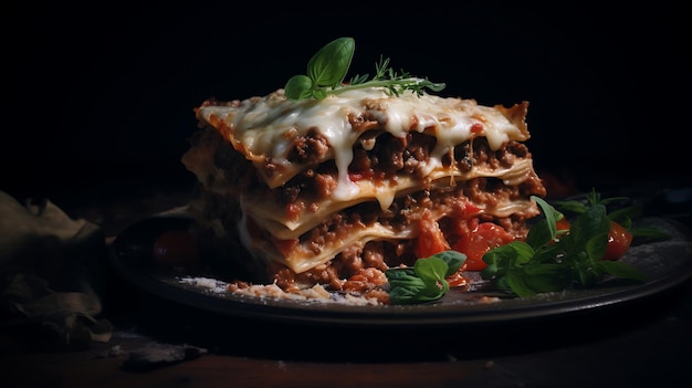 lasagne alla bolognese con fotografia di carne e formaggio