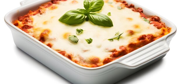 Lasagne in teglia isolata su fondo trasparente o bianco