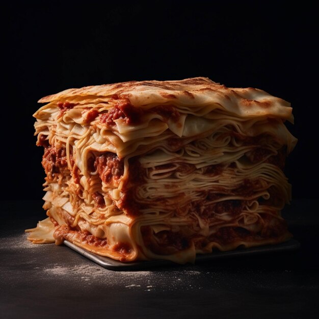 Lasagne tradizionali con carne macinata e formaggio su un piatto