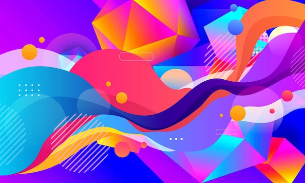 Latar belakang bentuk geometris datar berwarna-warni abstrak