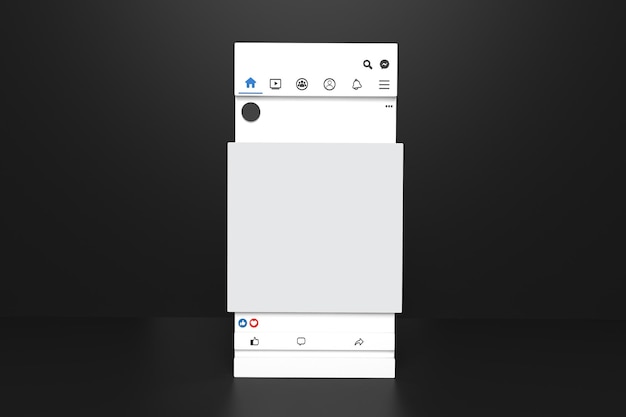 Lato anteriore del post sui social media in uno sfondo scuro