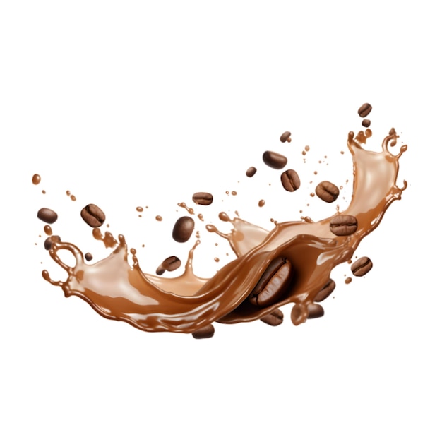 Latte al cioccolato con spruzzo di caffè su uno sfondo bianco da solo