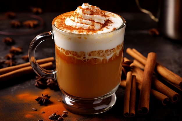 Latte con spezie di zucca per l'autunno