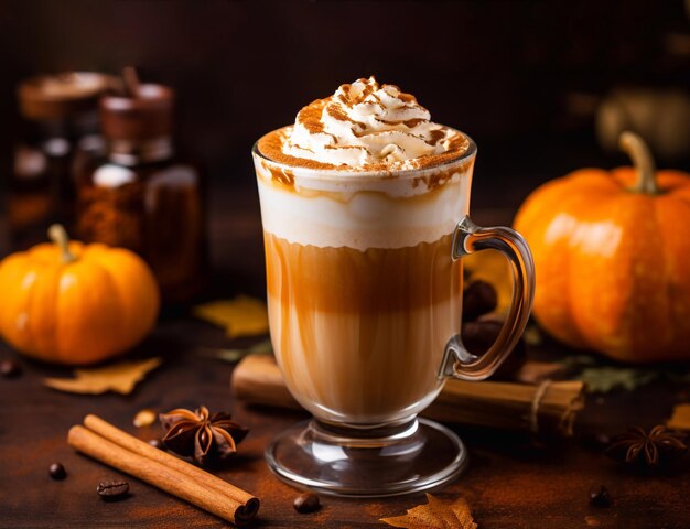 Latte di zucca con panna montata e una stecca di cannella