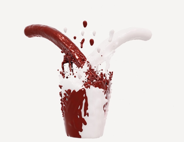 Latte e cioccolato trasformano due dolci torsioni nell&#39;aria in un&#39;immagine 3D