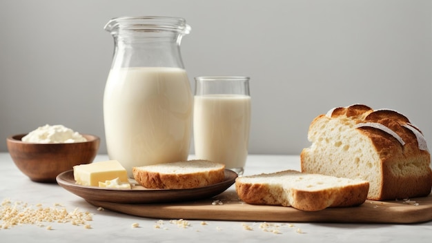 latte e pane da vicino