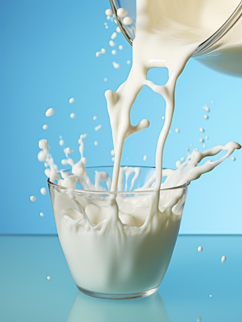 Latte fresco biologico Latticini Illustrazione verticale fotorealistica Alimenti ricchi di lattosio e proteine Ai Generato illustrazione luminosa con gustoso latte cremoso Latticini