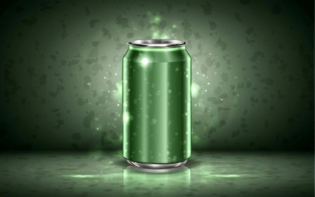 Lattina in stile soda in colore verde metallico senza logo senza testo