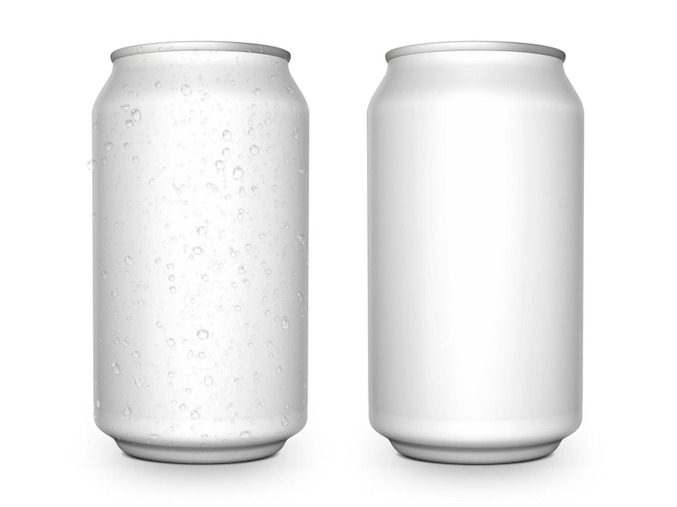 Foto lattine di alluminio su sfondo bianco per il design