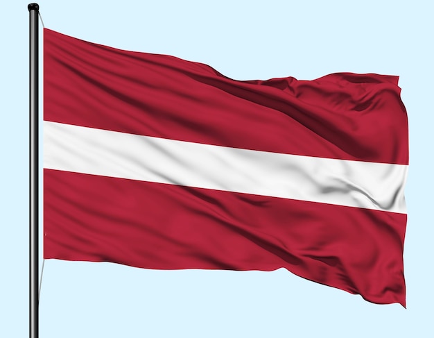 Latvia Flag Wind Waving With Pole