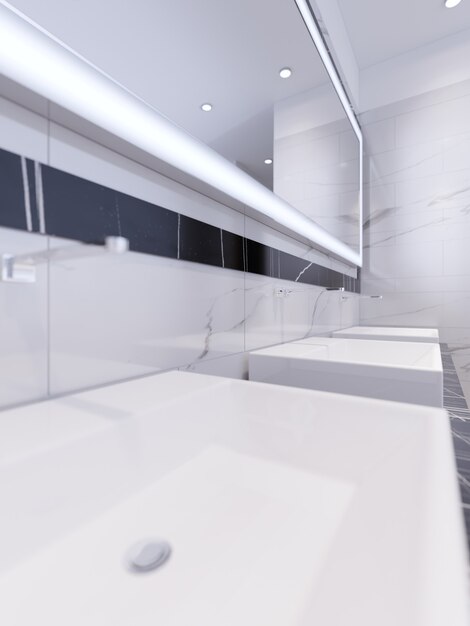 Lavabi con specchio illuminato. rendering 3d