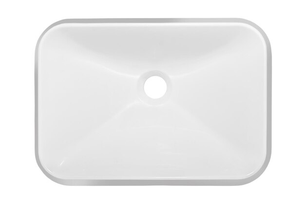 Lavabo moderno in ceramica per bagno bianco isolato su sfondo bianco rettangolare
