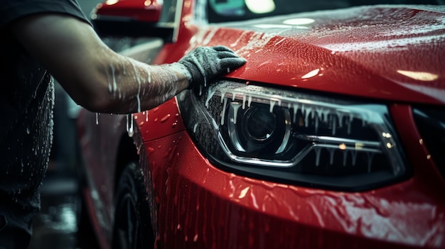 Lavaggio manuale dell'auto con acqua pressurizzata nel lavaggio dell'auto al di fuori della rete neurale ai generata