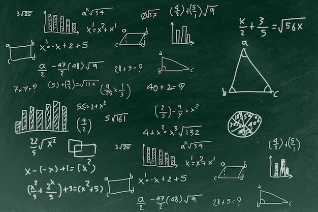 Lavagna con lo sfondo di formula matematica di scrittura