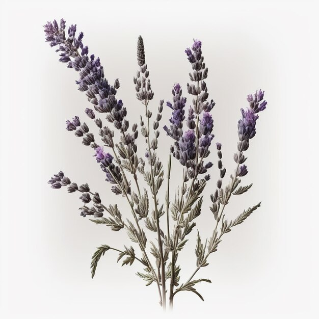 Lavanda in fiore su sfondo bianco