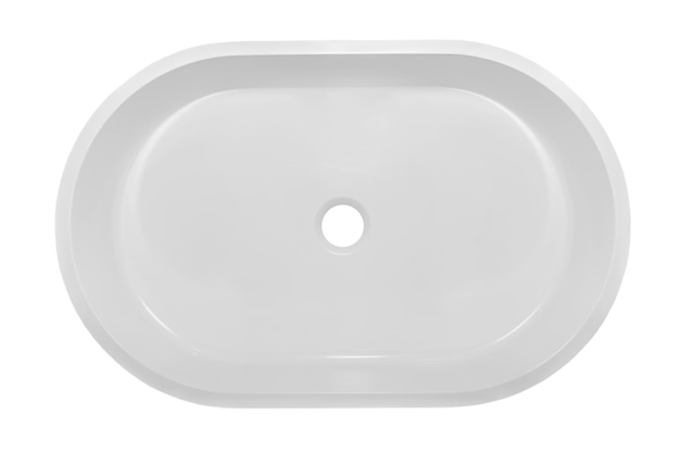 Lavandino moderno in ceramica per bagno bianco isolato