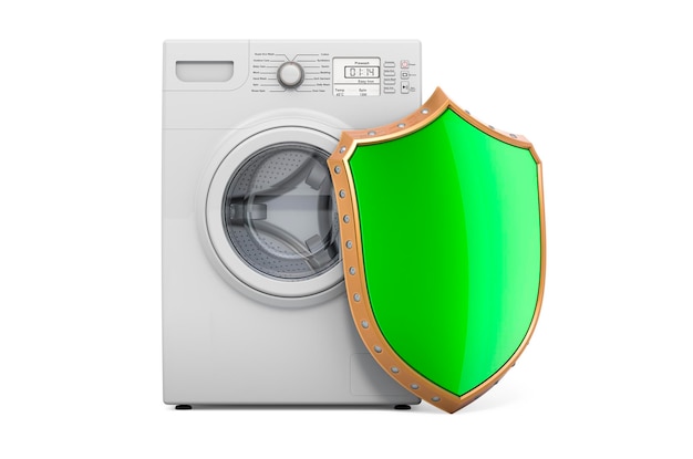 Lavatrice con scudo Garanzia e protezione Concetto di lavatrice 3D rendering