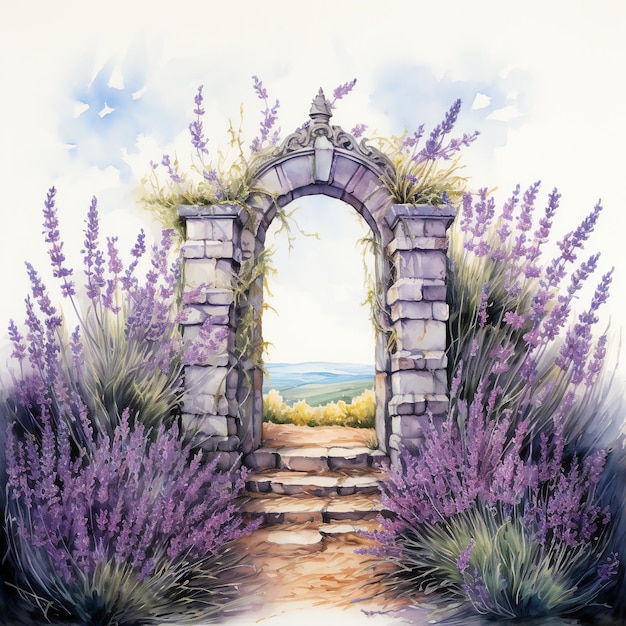 Lavender Arch Gate Floral Art Decor per tutte le decorazioni o il design di riviste grafiche