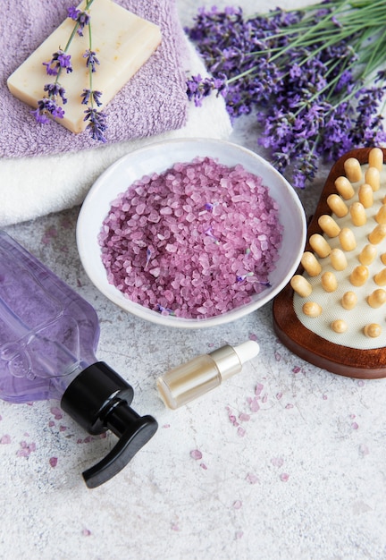 Lavender spa Asciugamani al sale marino con oli essenziali e sapone fatto a mano