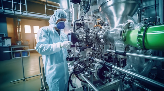 Lavorare in una fabbrica di produzione chimica Un professionista