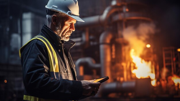 Lavorare presso la fabbrica di produzione dell'industria pesanteoperaio industriale al chiuso in fabbrica uomo che lavora i