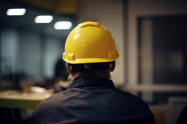 Lavoratore con cappello casco giallo Genera Ai