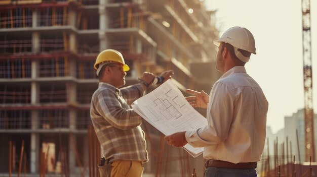 Lavoratore edile che indossa un casco duro in un cantiere AIG41