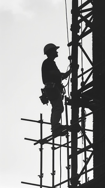 Lavoratore edile sul cantiere di un grattacielo