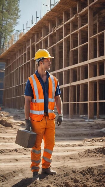 Lavoratore edile sul cantiere per foresta