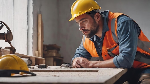 Lavoratore stanco su sfondo bianco