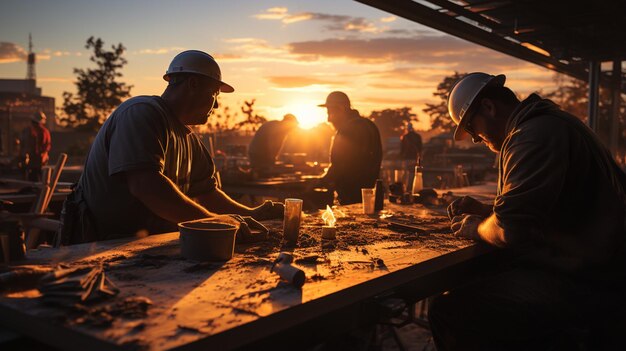 Lavoratori che lavorano in cantiere